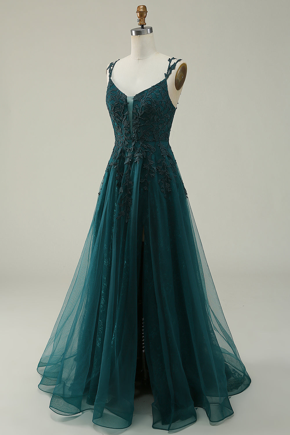 Zapakasa Women Dark Green Long Prom Dress A Line Spaghetti Straps Formal Dress with Appliques Zapakasa Women Dark Green Long Prom Dress A Line Spaghetti Straps Formal Dress with Appliques